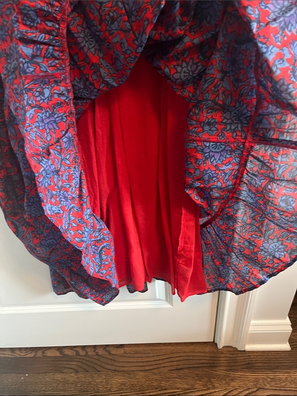 Roller Rabbit Red & Blue Floral Ruffle V-Neck Dress - Picture 4 of 10